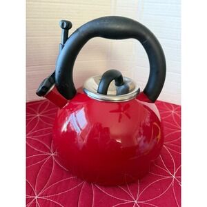 KitchenAid 2.25 Quart Whistling Tea Kettle Empire Red Porcelain Enamel Stovetop